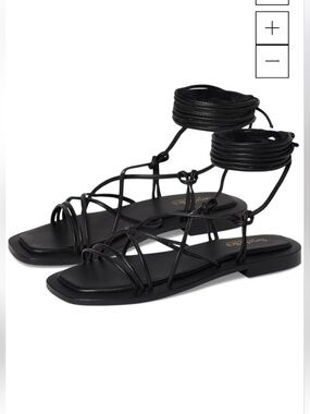 Seychelles Black Lace-Up Wrap Flat Sandals
